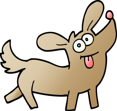 vektör gradyan çizim çizgi filmi mutlu köpek bir insan tarafından çizildi