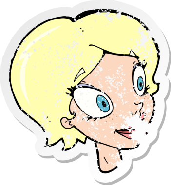 Bir insan tarafından çizilmiş bir karikatürün gerilimli retro yapıştırması.