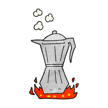 Bir insan tarafından çizilmiş el yapımı karikatür fırın espresso makinesi.