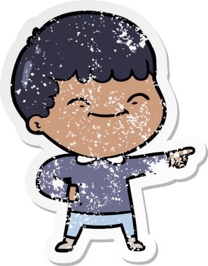 Bir insan tarafından çizilmiş mutlu bir çocuğun sıkıntılı çıkartması.