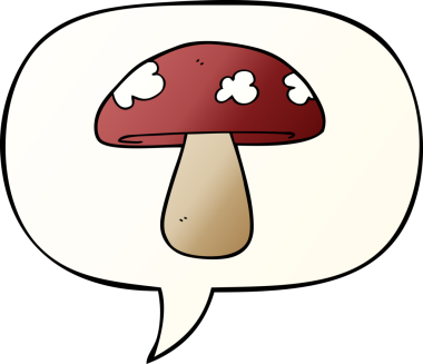 bir insan tarafından çizilmiş düzgün eğimli konuşma baloncuklu mantar mantarı.