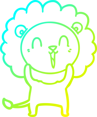 Bir insan tarafından çizilmiş gülen aslan karikatürü.