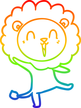 Bir insan tarafından çizilmiş gülen aslan çizgi çizimi.