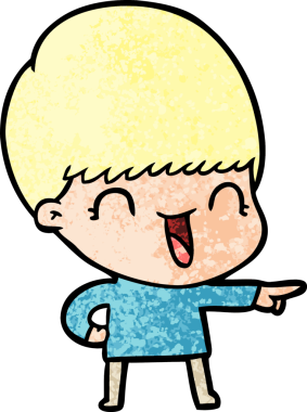 Bir insan tarafından çizilmiş mutlu çizgi film çocuğu.