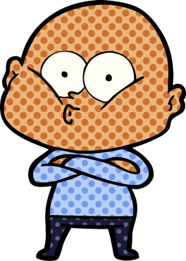 Bir insan tarafından çizilmiş kel bir adam.