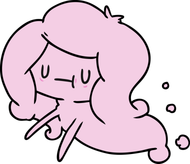 Bir insan tarafından çizilmiş sevimli bir kawai hayaletinin karikatür çizimi