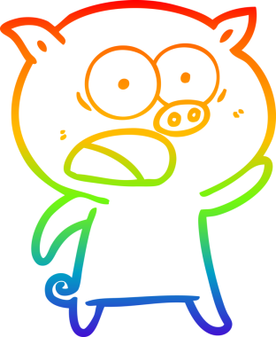 Gökkuşağı gradyan çizimi Bir insan tarafından çizilen bağıran domuz çizgi filmi