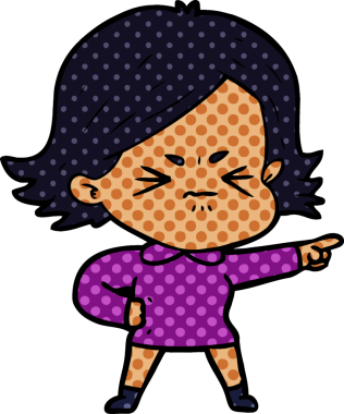 Bir insan tarafından çizilmiş kızgın bir kadın.