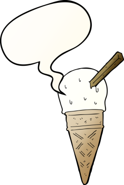 bir insan tarafından çizilmiş, konuşma baloncuklu çizgi film dondurması.