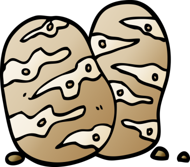 Bir insan tarafından çizilmiş vektör eğimli çizim patatesleri