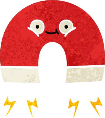 Bir insan tarafından çizilmiş mıknatısın retro illüstrasyon tarzı karikatürü