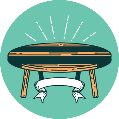 Bir insan tarafından çizilmiş dövme stili ahşap masa simgesi