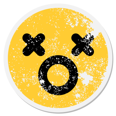 Bir insan tarafından çizilmiş soluk soluğa kalmış dairesel bir çıkartma.