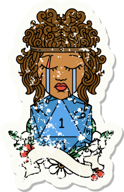 Retro Dövme Tarzı Ağlayan İnsan Barbar Bir D20 rulo ile bir insan tarafından çizilmiş