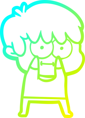 Bir insan tarafından çizilmiş mutlu bir çizgi film karakteri çizimi.