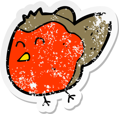 Bir insan tarafından çizilmiş robin çizgi filminin gerilimli yapıştırması.