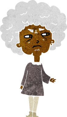 Bir insan tarafından çizilmiş yaşlı bir kadın.