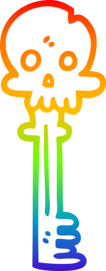 gökkuşağı gradyan çizgi çizimi bir insan tarafından çizilmiş ürkütücü kafatası anahtarı