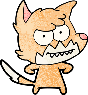 Bir insan tarafından çizilmiş sırıtan tilki çizgi filmi.