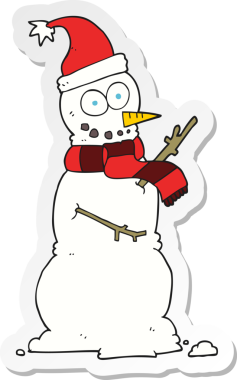 Bir insan tarafından çizilmiş bir kardan adamın çıkartması.