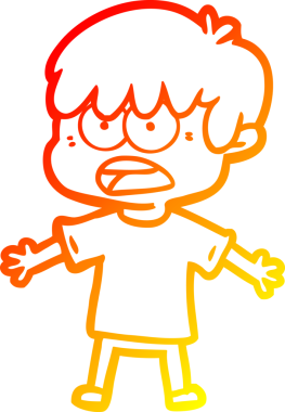 Bir insan tarafından çizilmiş endişeli bir çizgi film çocuğu çizimi.