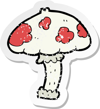 Bir insan tarafından çizilmiş karikatür mantarının gerilmiş yapıştırması.