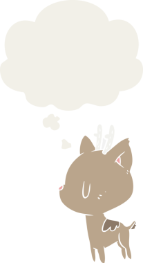 Düşünce baloncuklu karikatür geyiği insan tarafından çizilmiş.