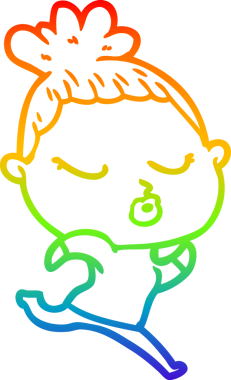 Gökkuşağı gradyan çizgi çizimi bir insan tarafından çizilmiş sakin bir kadın