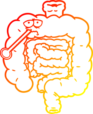 Bir insan tarafından çizilmiş sağlıklı olmayan bağırsakların çizgi çizimi.