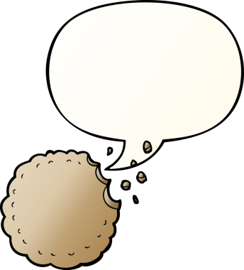 bir insan tarafından çizilmiş düzgün eğimli konuşma baloncuklu çizgi film kurabiyesi