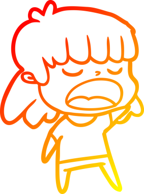 Bir insan tarafından yüksek sesle çizilmiş bir çizgi film kadını çizimi.