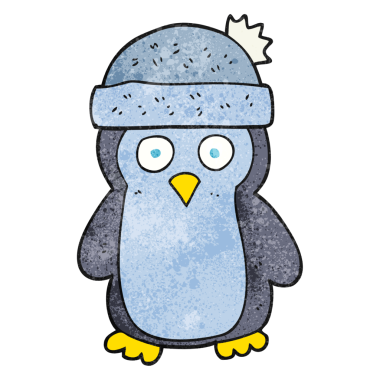 Bir insan tarafından çizilmiş el yapımı karikatür pengueni.