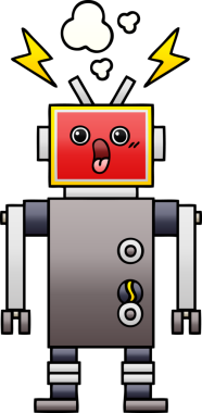 Bir insan tarafından çizilen robot arızasının gölgeli çizimi