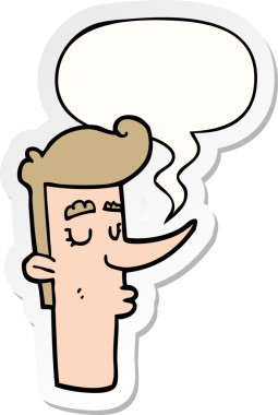 Bir insan tarafından çizilmiş konuşma balonu çıkartmalı kibirli bir adam.