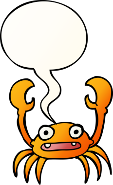 bir insan tarafından çizilmiş yumuşak eğimli konuşma baloncuklu çizgi film yengeci