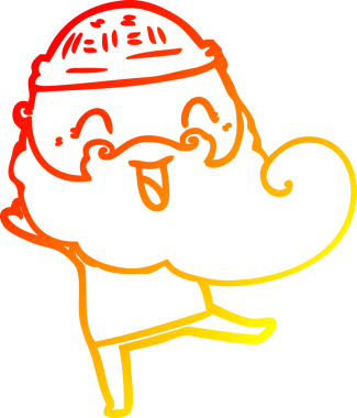 Bir insan tarafından çizilmiş mutlu sakallı bir adamın sıcak çizgisi.