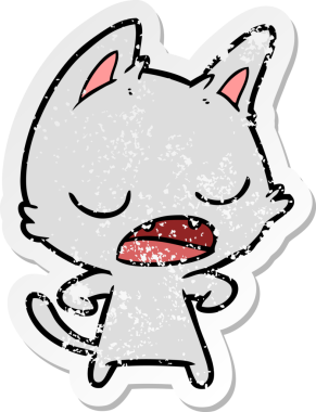 Bir insan tarafından çizilmiş konuşan kedi karikatürünün sıkıntılı çıkartması.