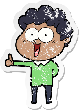 Bir insan tarafından çizilmiş mutlu bir adamın sıkıntılı çıkartması.