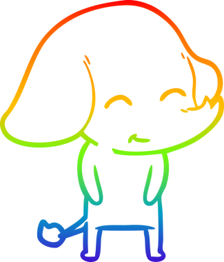 Gökkuşağı gradyan çizgisi bir insan tarafından çizilmiş şirin bir fil çizimi