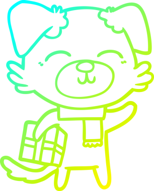 Bir insan tarafından çizilmiş bir karikatür köpeğinin soğuk gradyan çizimi.