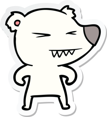 Bir insan tarafından çizilmiş kızgın bir kutup ayısının çıkartması.