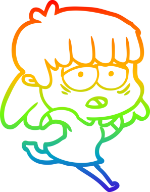 gökkuşağı gradyan çizgi çizimi bir insan tarafından çizilmiş yorgun bir kadın