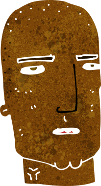 Bir insan tarafından çizilmiş kel, sert adam.