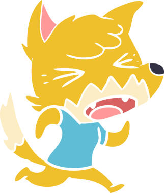 kızgın düz renkli çizgi film tilkisi bir insan tarafından çizilmiş.