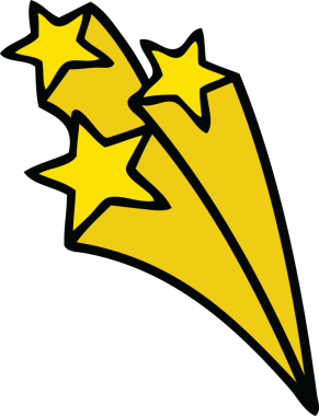 Bir insan tarafından çizilmiş kayan yıldızların sevimli karikatürü.