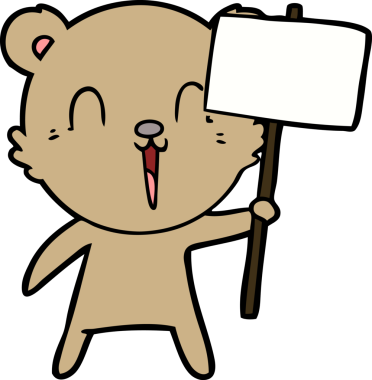 Bir insan tarafından çizilmiş mutlu çizgi film ayısı.