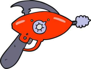 Bir insan tarafından çizilmiş bir ışın tabancası.