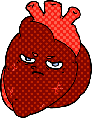 Bir insan tarafından çizilmiş karikatür kalp.