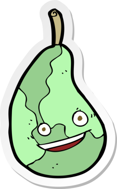 Bir insan tarafından çizilmiş mutlu armut çıkartması.