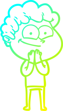 Bir insan tarafından çizilmiş mutlu bir adamın soğuk çizgi çizimi.